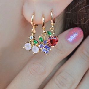 Hoop Earrings | Cherry🍒 • Heart ❤️ • Grape 🍇 Trio | 18K Gold Plated Real Crystal